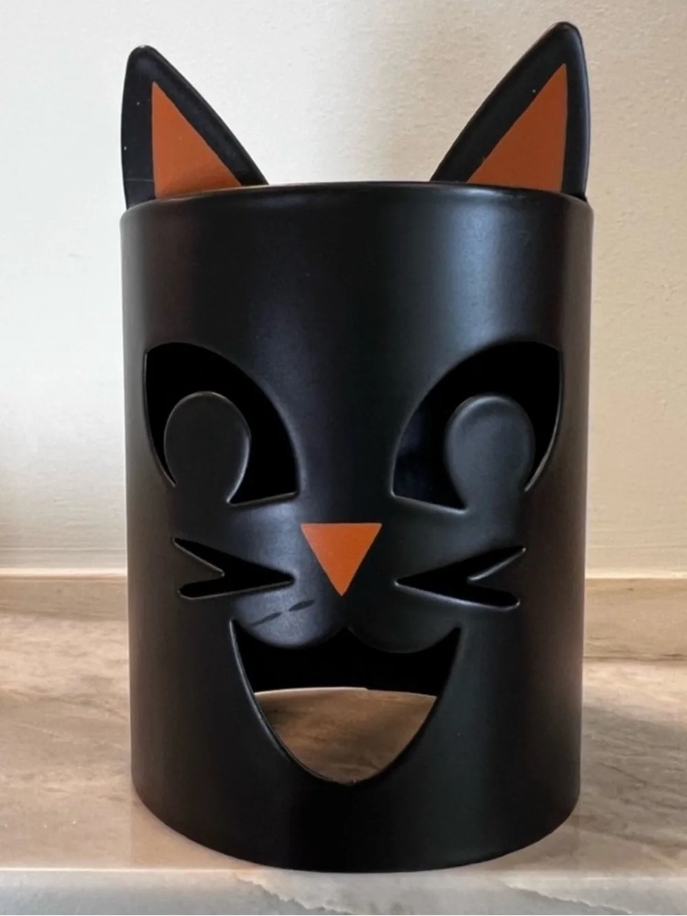 Black Cat Metal Teal Light Candle Holders Set of 3 Halloween Luminaries Decor